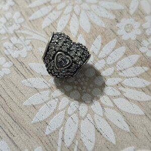 Pandora Sterling Silver In My Heart CZ Paved Bead Charm